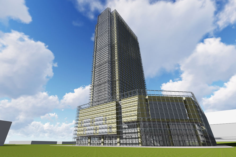 Scaffolding construction simulation of Zhangzhou Kowloon Oriental Fortune Center